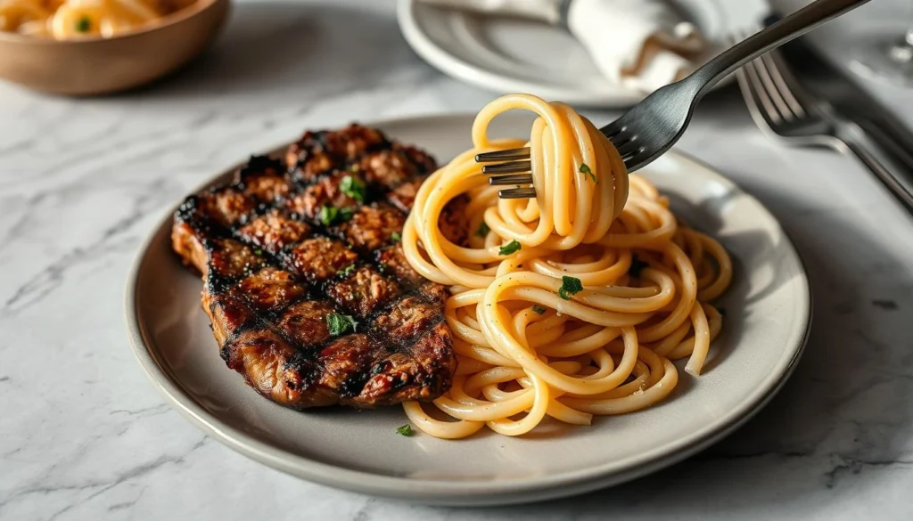 steak and pasta