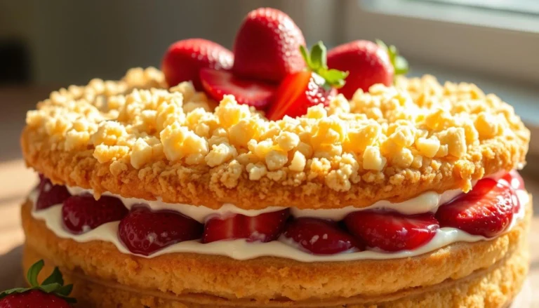 strawberry shortcake crumble cake